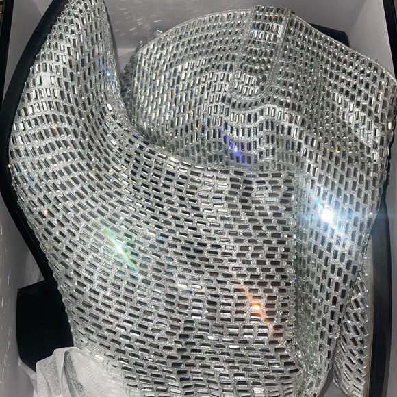 Shimmering Silver Heeled Boots - Picture 2 of 4